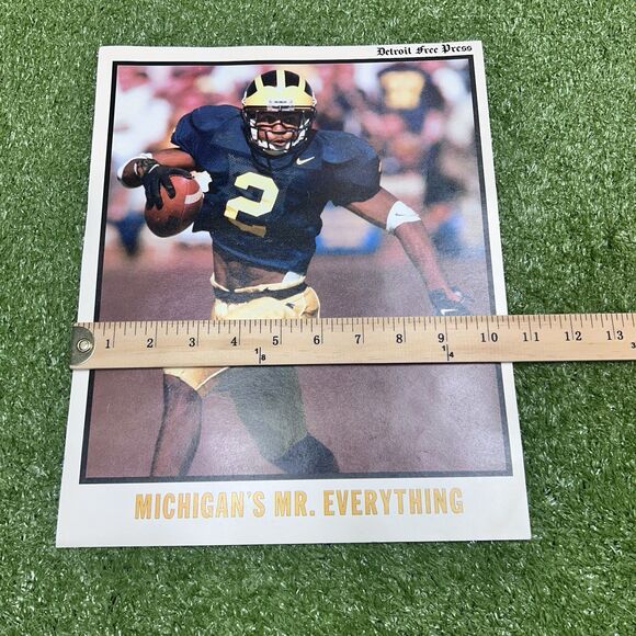 1997 Charles Woodson Detroit Free Press Insert 10x 13 Card Photo - Picture 2 of 4